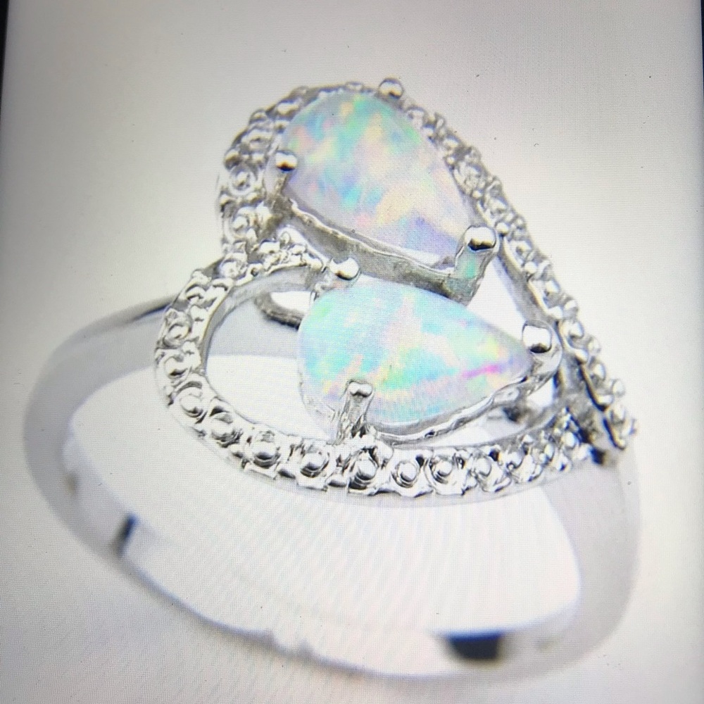 Opal Stamped 925 Sterling Silver Ring